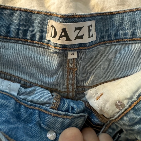 DAZE DENIM Troublemaker Light Wash High-Rise Distressed Denim Cutoff Shorts - Picture 3 of 4